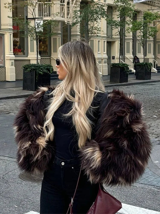 Manteau en fausse fourrure à imprimé animal Ibiza Vibe