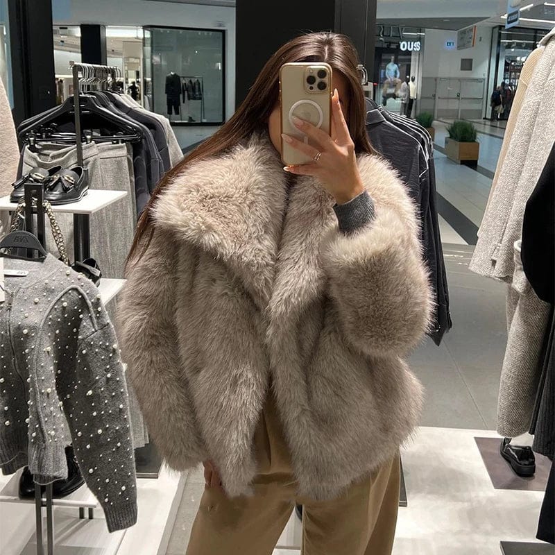 Manteau en fausse fourrure beige duveteux Ibiza Vibe