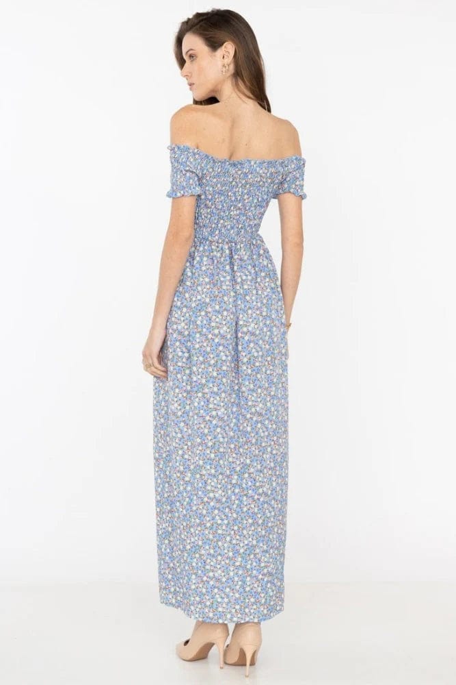 Robe bohème à épaules dénudées et fleurs Ibiza Vibe