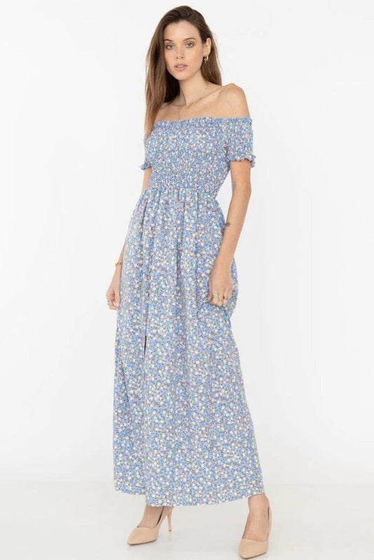 Robe bohème à épaules dénudées et fleurs Ibiza Vibe