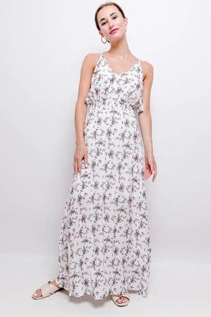 Robe bohème à fleurs blanches dos ouvert Ibiza Vibe