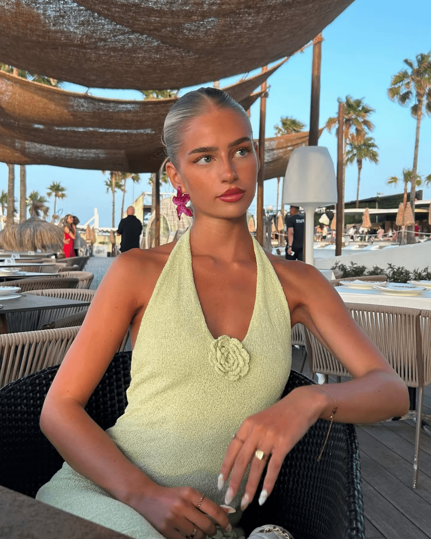 Robe bohème à fleurs vertes Ibiza Vibe