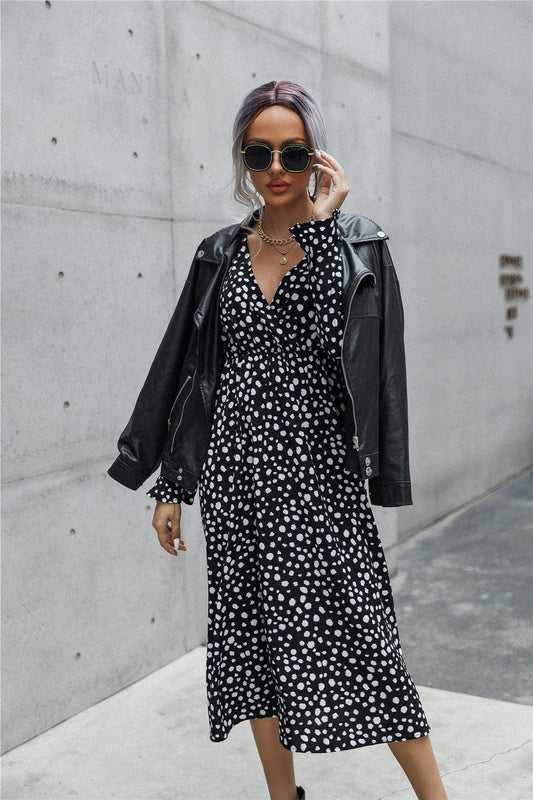 Robe bohème à pois noirs Ibiza Vibe