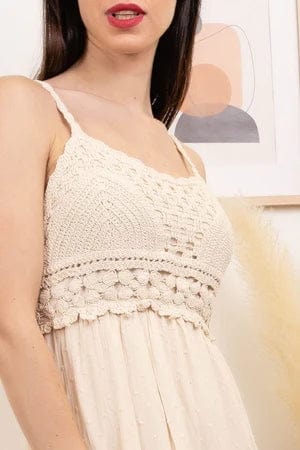 Robe bohème au crochet à bretelles spaghetti Ibiza Vibe