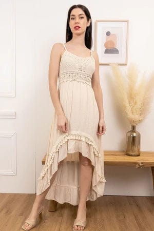 Robe bohème au crochet à bretelles spaghetti Ibiza Vibe