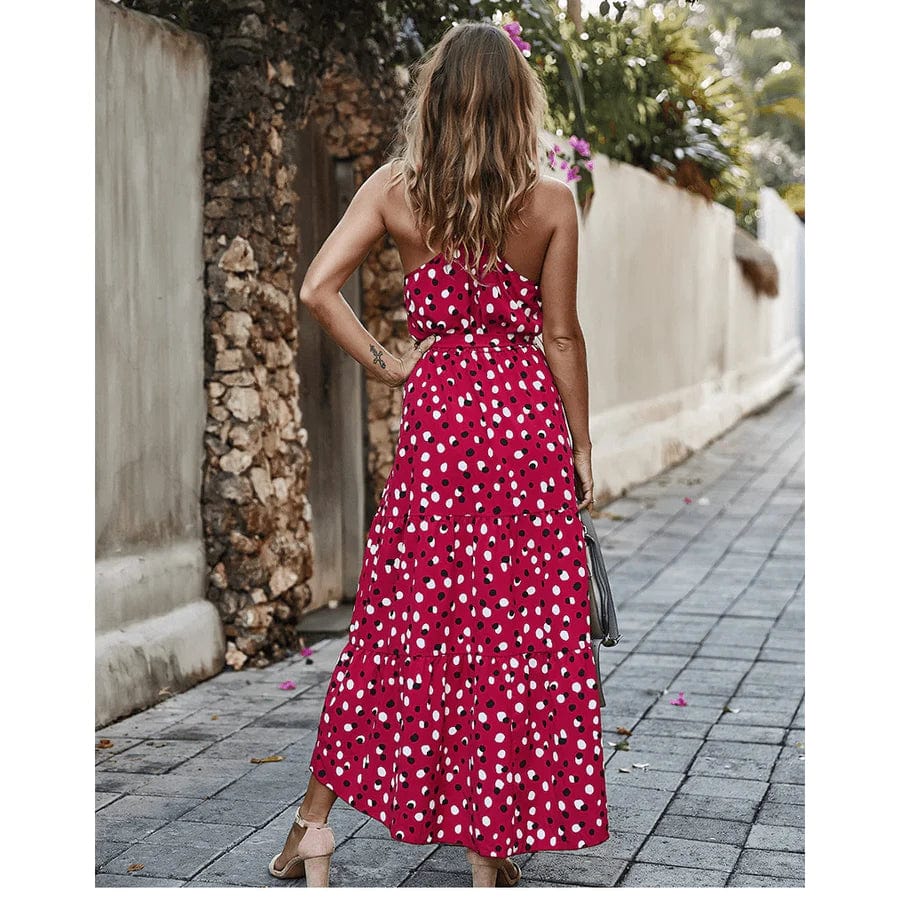 Robe bohème midi rouge/rose Ibiza Vibe