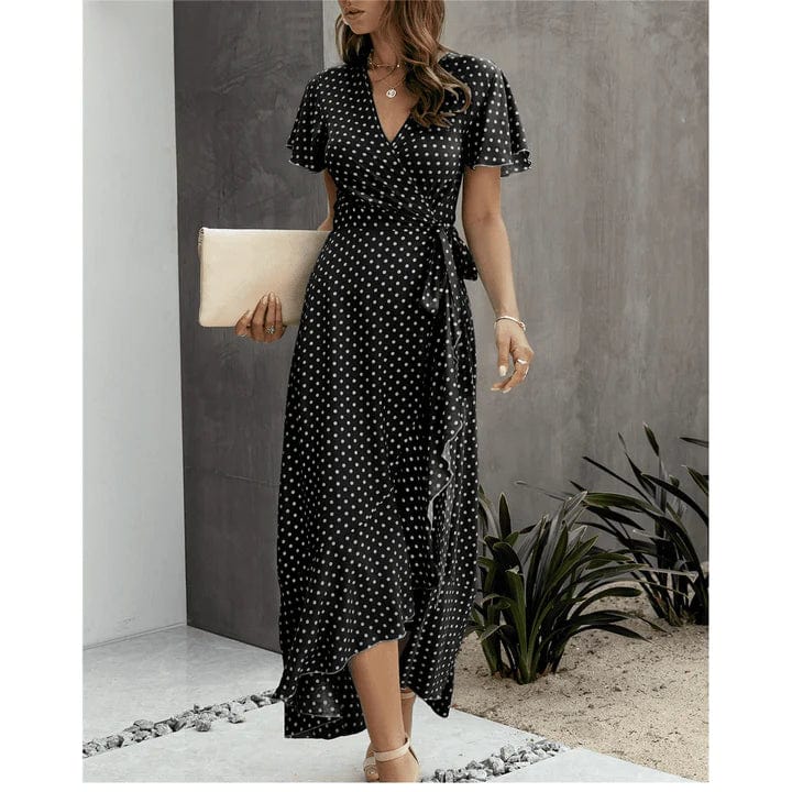 Robe bohème noire à pois Ibiza Vibe