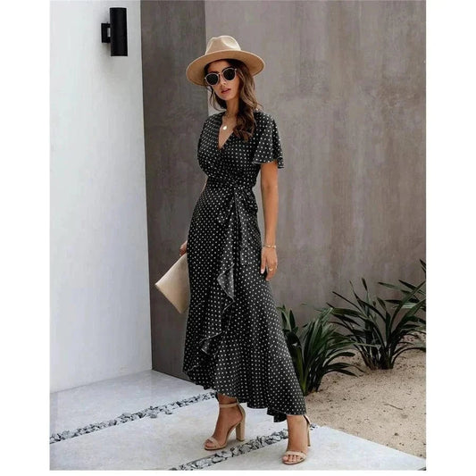 Robe bohème noire à pois Ibiza Vibe