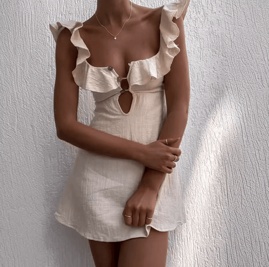 Robe courte blanche bohème chic Ibiza Vibe