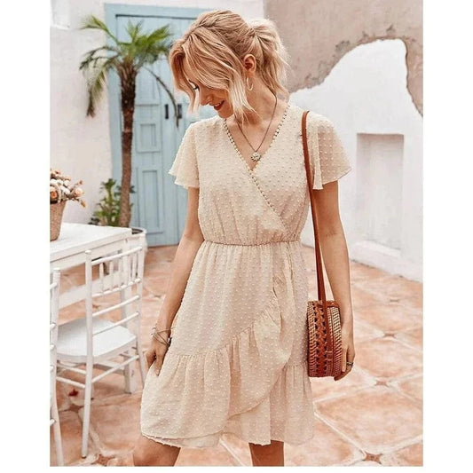 Robe courte bohème beige Ibiza Vibe