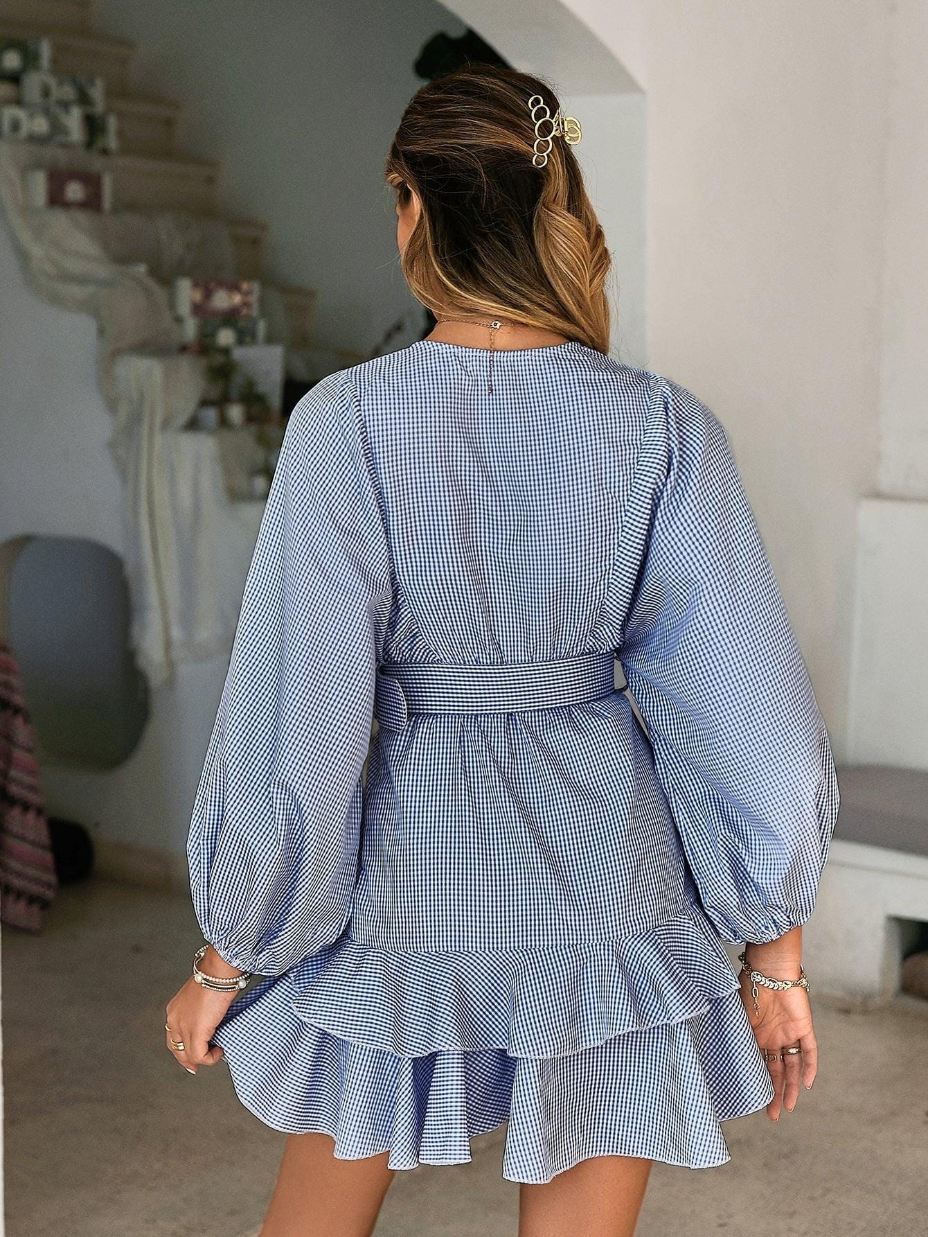 Robe courte bohème bleu clair Ibiza Vibe