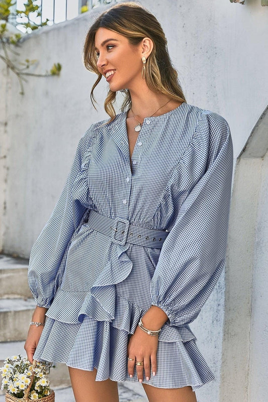 Robe courte bohème bleu clair Ibiza Vibe