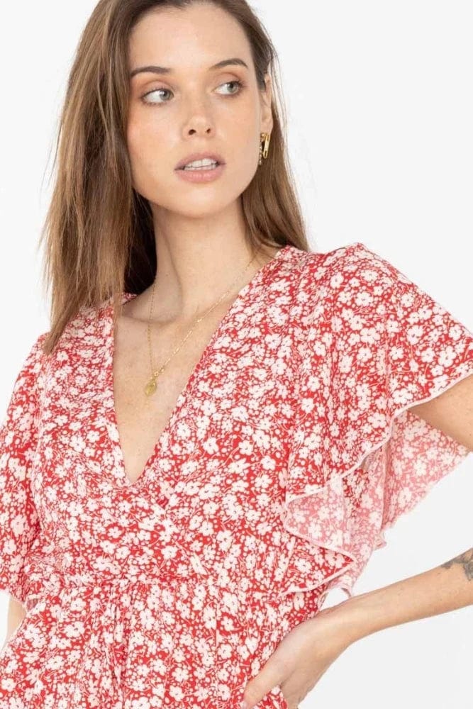 Robe courte rose bohème à fleurs Ibiza Vibe