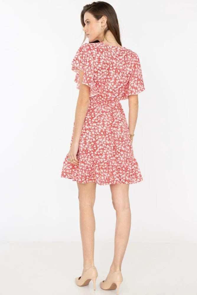 Robe courte rose bohème à fleurs Ibiza Vibe