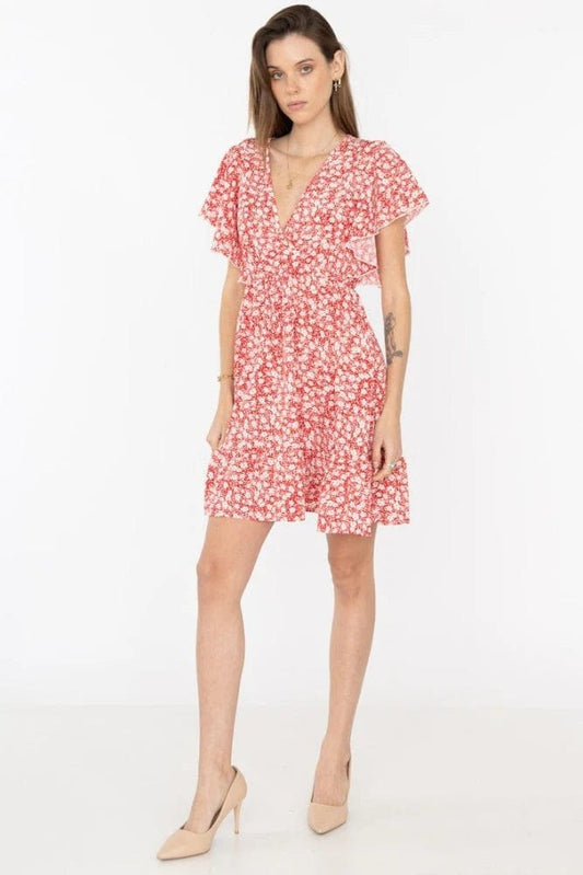 Robe courte rose bohème à fleurs Ibiza Vibe