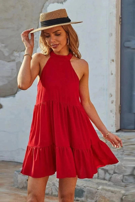 Robe courte rouge bohème Ibiza Vibe