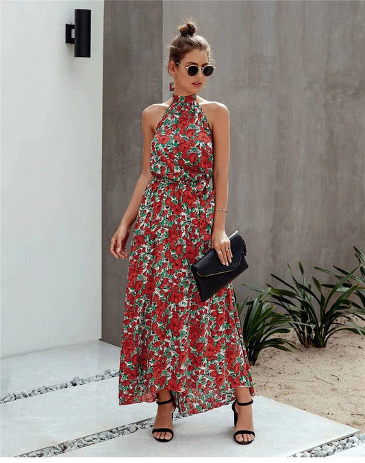 Robe d'été bohème à imprimé floral Ibiza Vibe