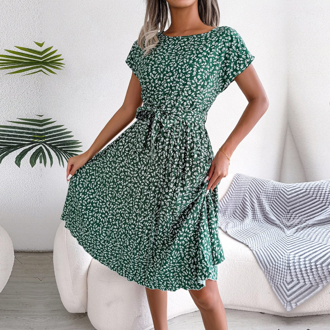 Robe d'été bohème bleu clair à pois Ibiza Vibe