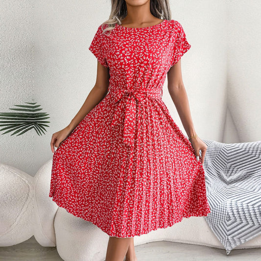 Robe d'été bohème rouge à pois Ibiza Vibe