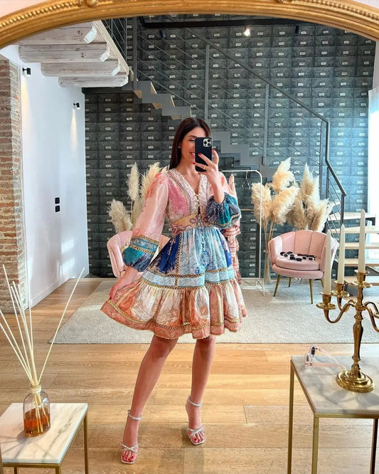 Robe d'été colorée style bohème Ibiza Vibe