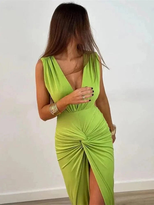 Robe de festival d'bohème vert poison avec dos ouvert Ibiza Vibe