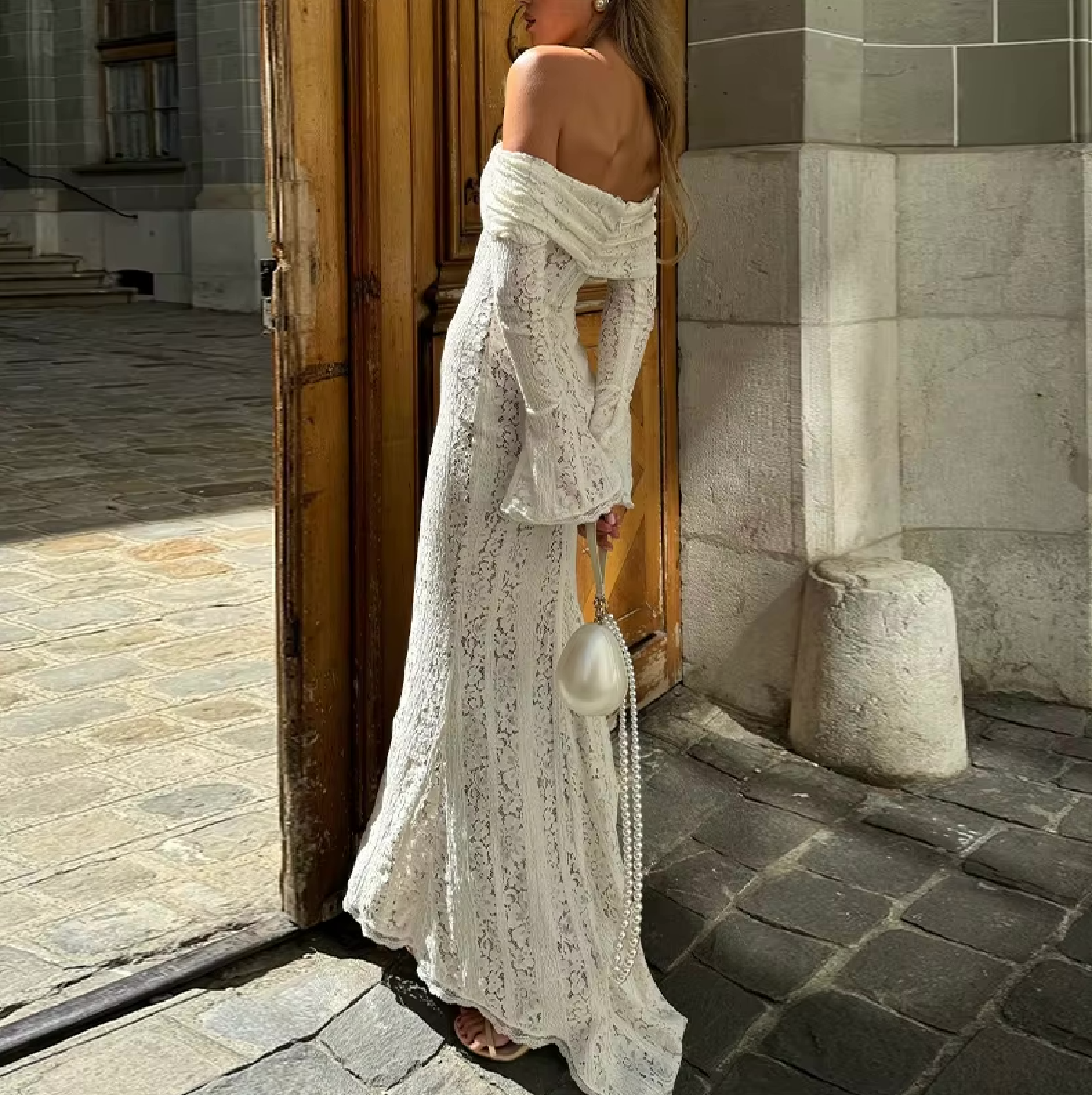 Robe de plage longue à épaules dénudées Ibiza Vibe