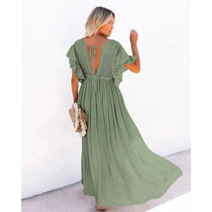 Robe de plage longue verte bohème Ibiza Vibe