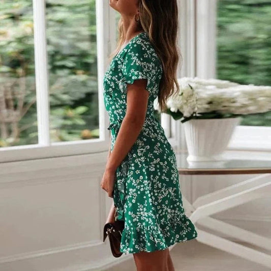 Robe de plage verte style bohème Ibiza Vibe