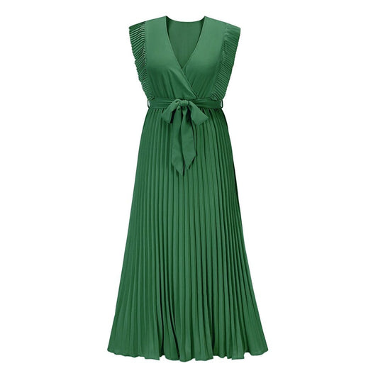 Robe de soirée bohème verte pour invité de mariage avec col en V Ibiza Vibe