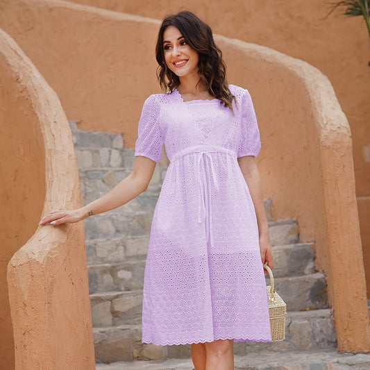 Robe de soirée courte violette style bohème Ibiza Vibe