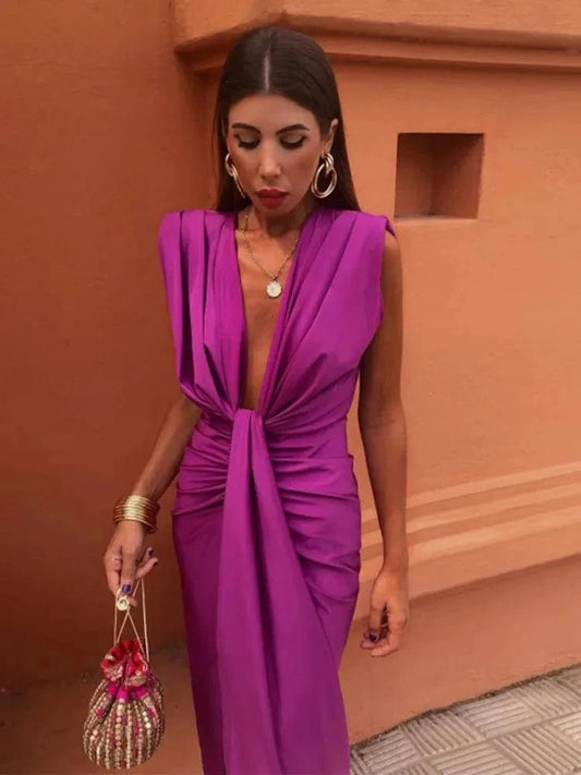 Robe espagnole violette fendue Ibiza Vibe