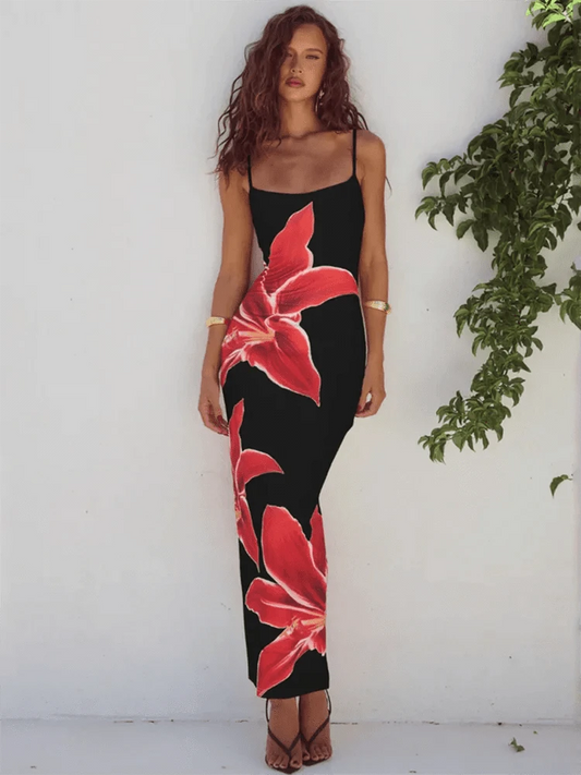 Robe fleurie noire bohème Fashion Ibiza Vibe