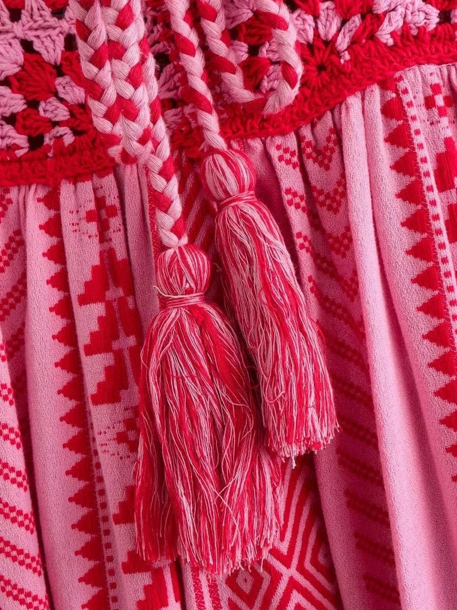 Robe longue à bretelles spaghetti en rose Ibiza Vibe