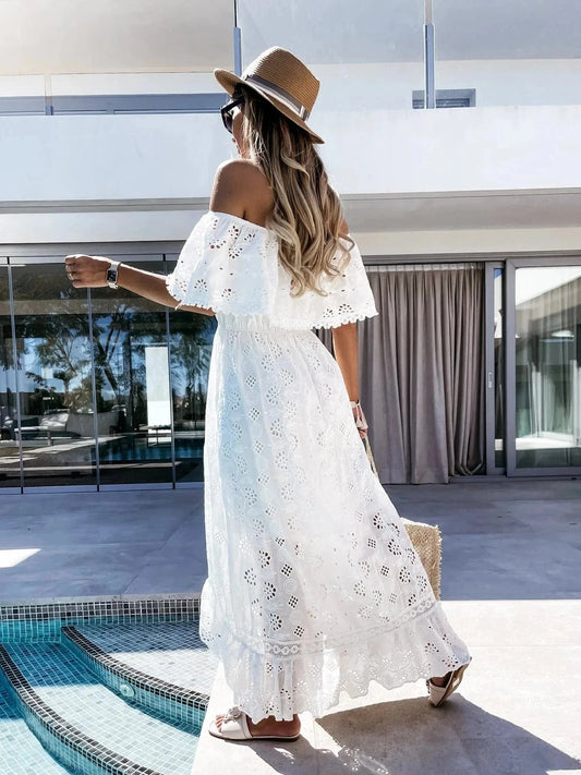 Robe longue à épaules dénudées style hippie Ibiza Vibe