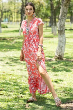 Robe longue à fleurs hippie bohème Ibiza Vibe