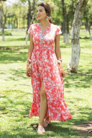 Robe longue à fleurs hippie bohème Ibiza Vibe
