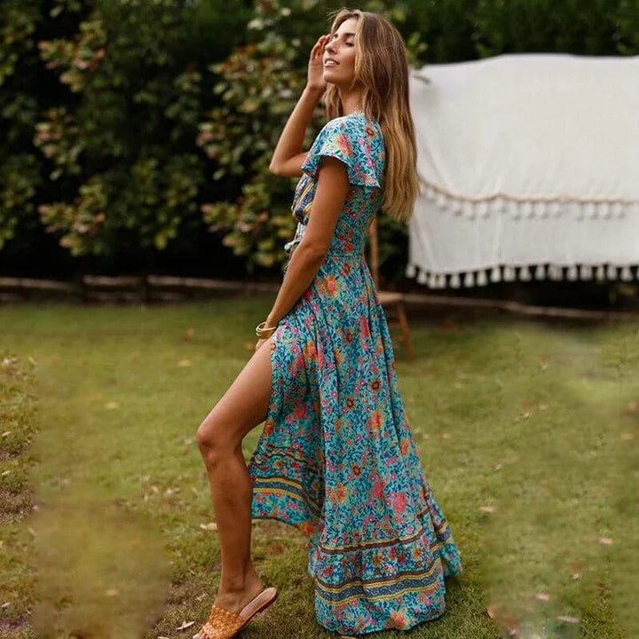 Robe longue bohème à fente haute Ibiza Vibe