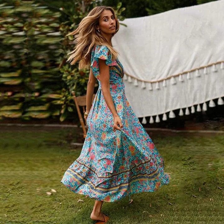 Robe longue bohème à fente haute Ibiza Vibe