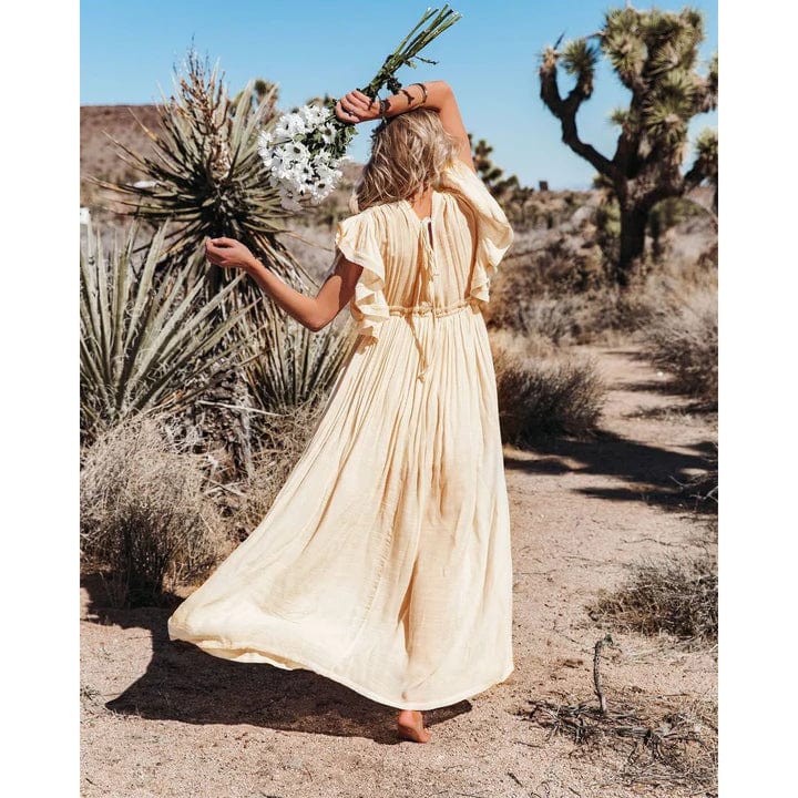 Robe longue bohème couleur crème Ibiza Vibe