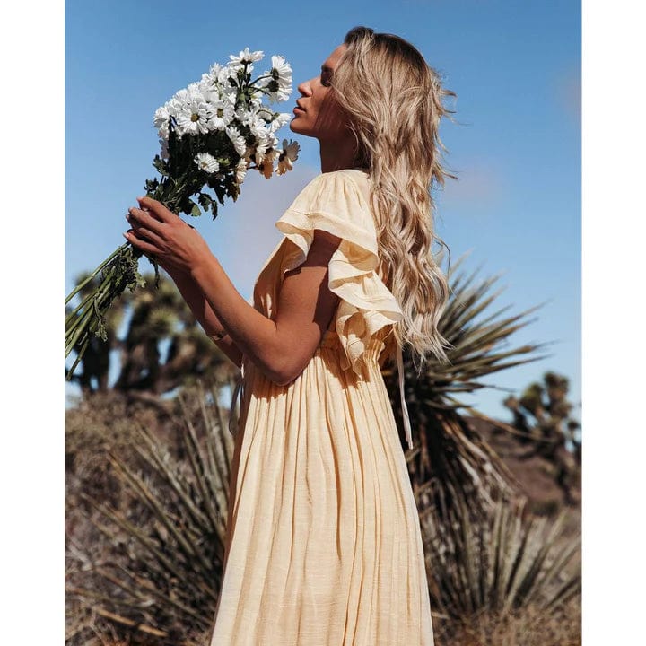 Robe longue bohème couleur crème Ibiza Vibe
