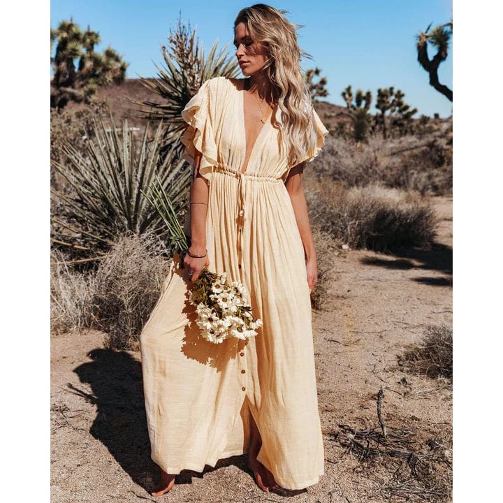 Robe longue bohème couleur crème Ibiza Vibe