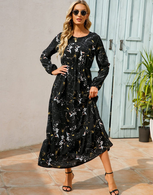 Robe longue bohème noire taille haute Ibiza Vibe