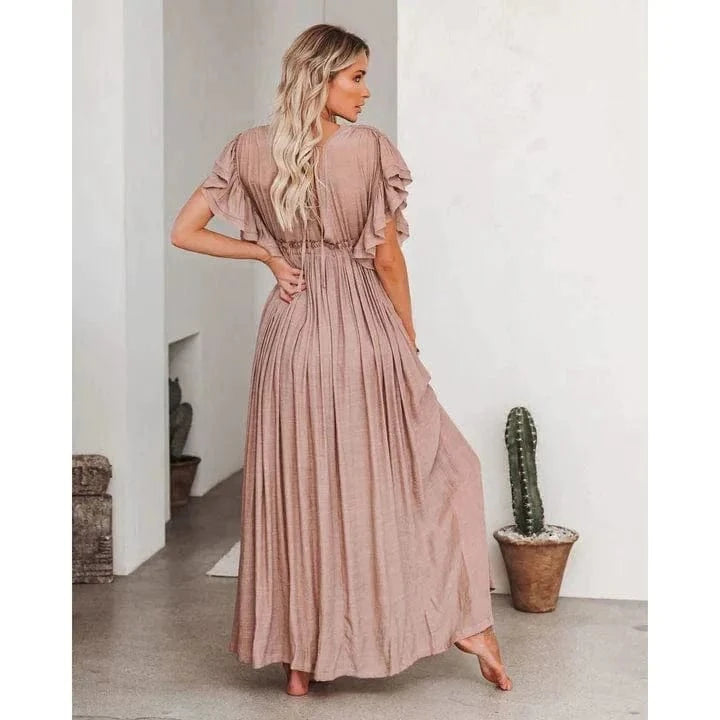 Robe longue bohème taupe Ibiza Vibe
