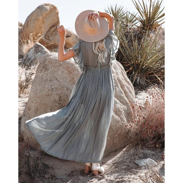 Robe longue bohème verte/grise Ibiza Vibe
