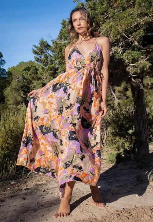 Robe longue colorée style chic bohème Ibiza Vibe