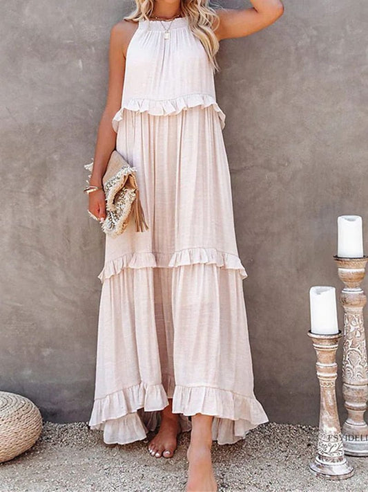 Robe longue d'été ample rose clair Ibiza Vibe