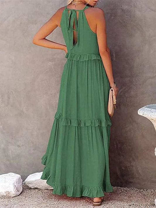 Robe longue d'été verte et aérée Ibiza Vibe