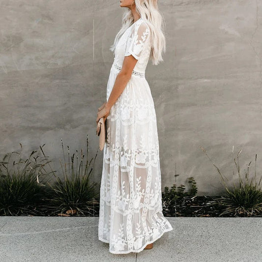 Robe longue en dentelle bohème Ibiza Vibe