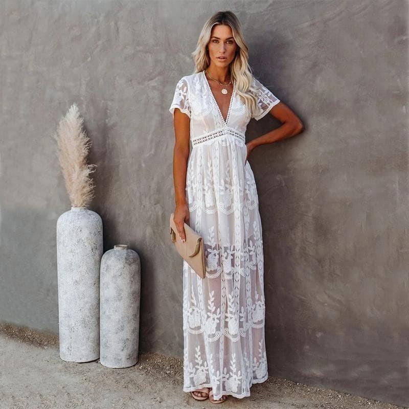 Robe longue en dentelle bohème Ibiza Vibe