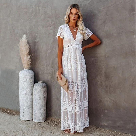 Robe longue en dentelle bohème Ibiza Vibe